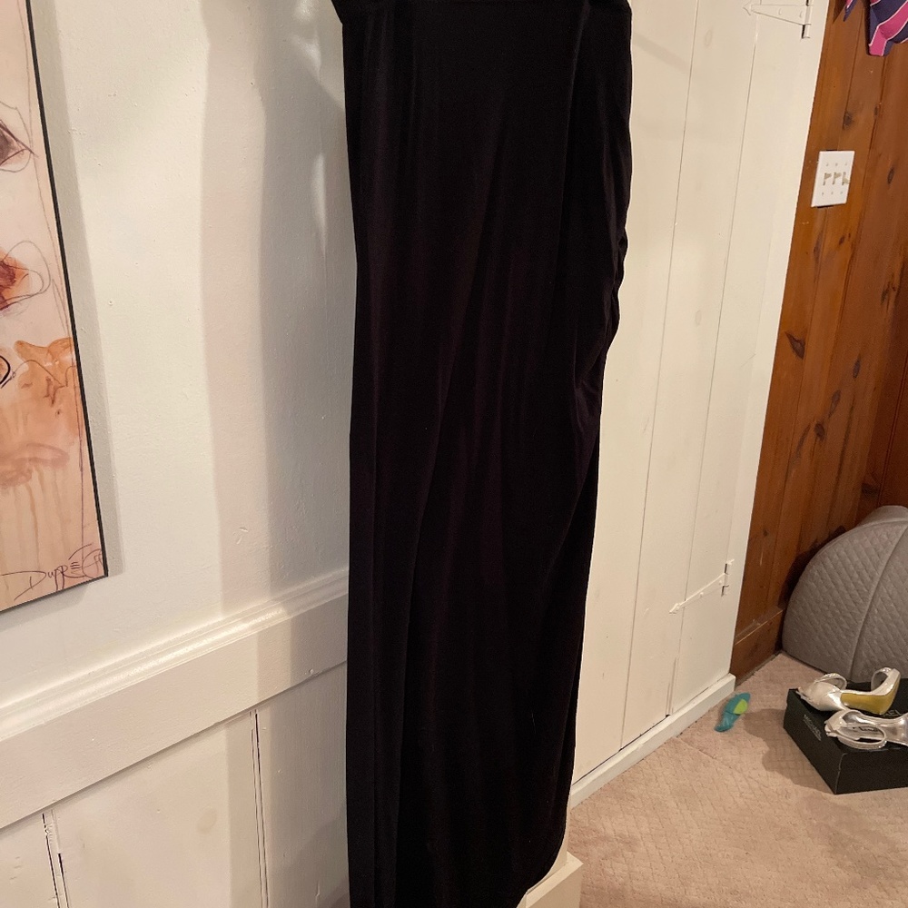 Long black skirt with slit on side